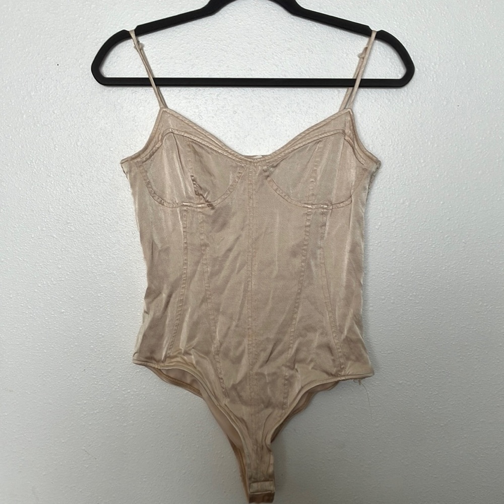 Spaghetti strap tank top . Size small . Shimmery Beige color